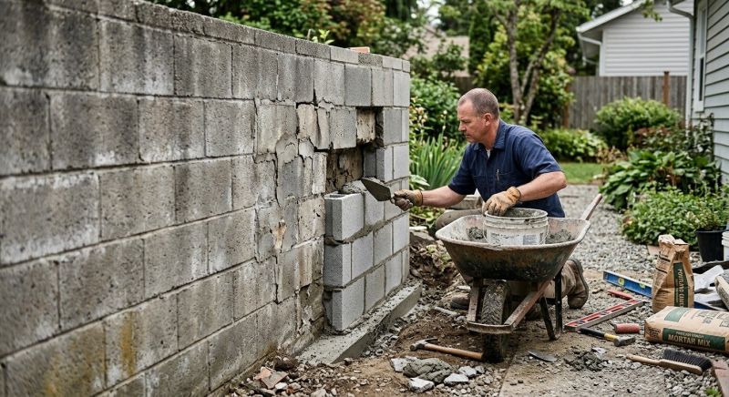 Cinder Block Wall Repair in Laguna Beach, CA